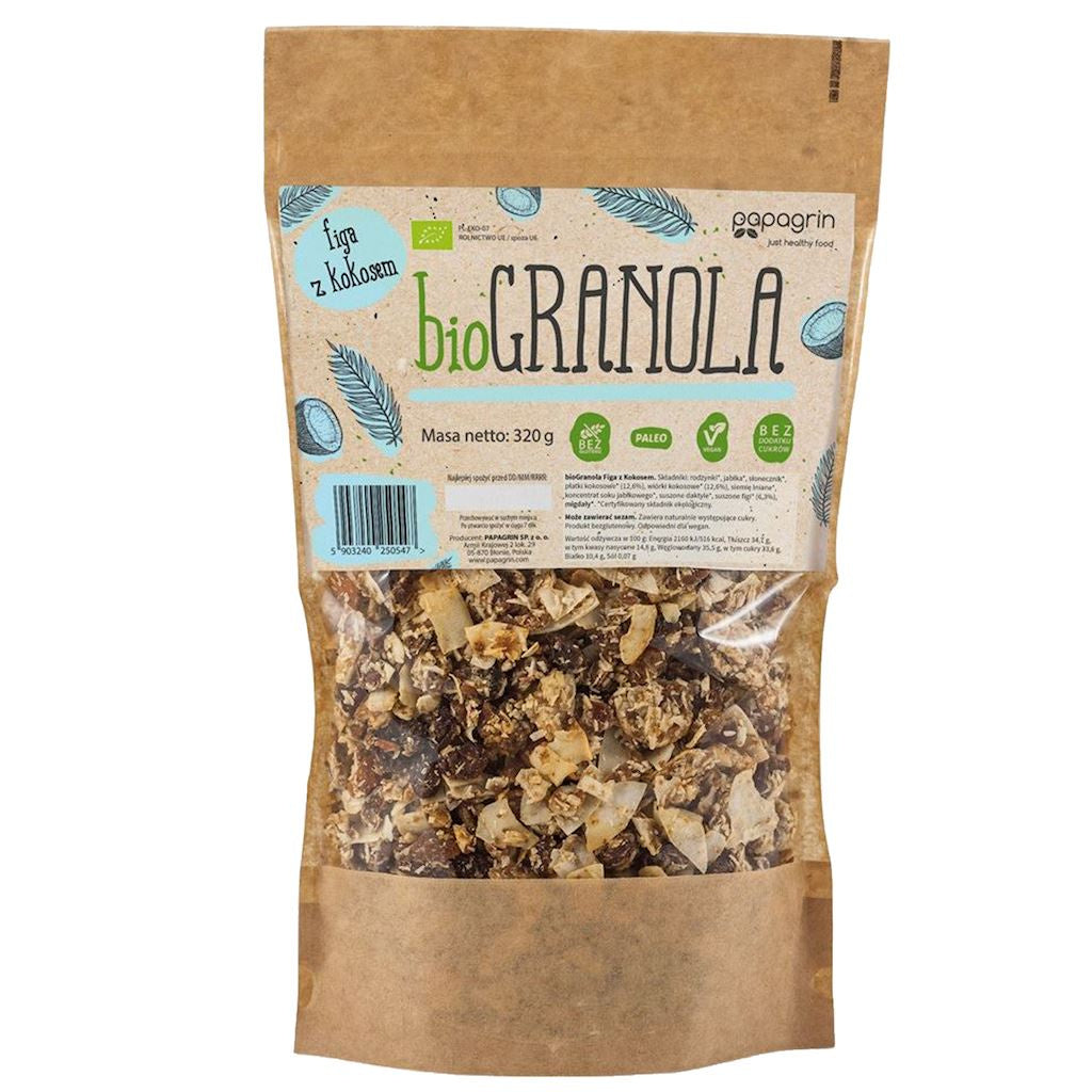 Granola figa z kokosem bezglutenowa bio 320 g