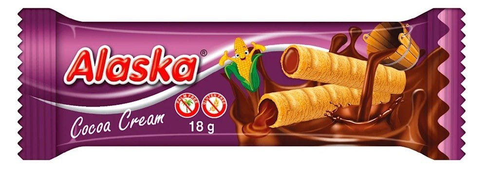 Rurki kukurydziane nadziewane - kakaowe BEZGL. 18 g (SPRZEDAŻ NA OPAKOWANIA ZBIORCZE)