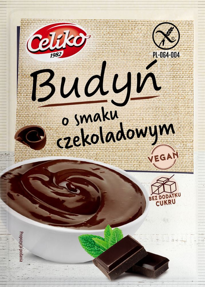 Budyń o smaku czekoladowym bezglutenowy, bez cukru 40 g - Celiko