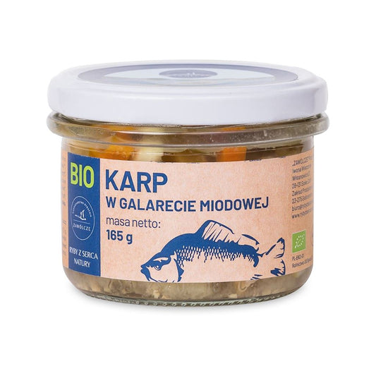 Karp w galarecie miodowej BIO 165 g (słoik) - Ryby z Serca Natury