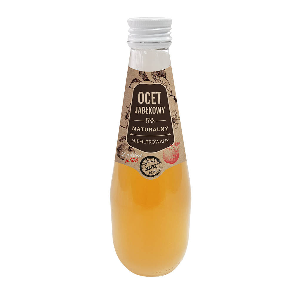 Ocet jabłkowy 5% naturalny niefiltrowany z polskich jabłek 330ml - Polbioeco