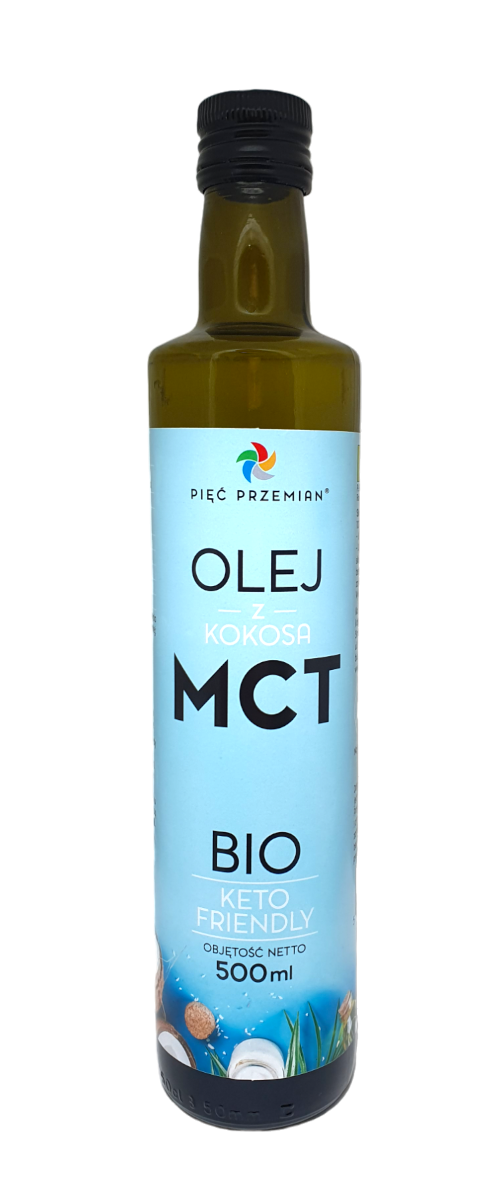 Olej kokosowy MCT keto bezglutenowy bio 500 ml - Pięć Przemian