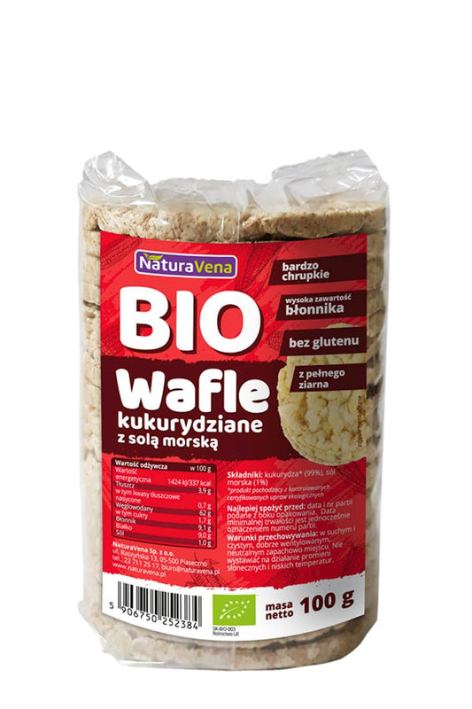 Wafle kukurydziane pełnoziarniste z solą morską BIO 100 g - Naturavena